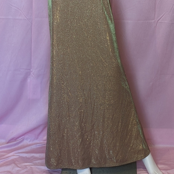City Studio Rose Gold Metallic Sparkly Halter Cut Out Neckline Formal Prom Dress - Picture 3 of 9